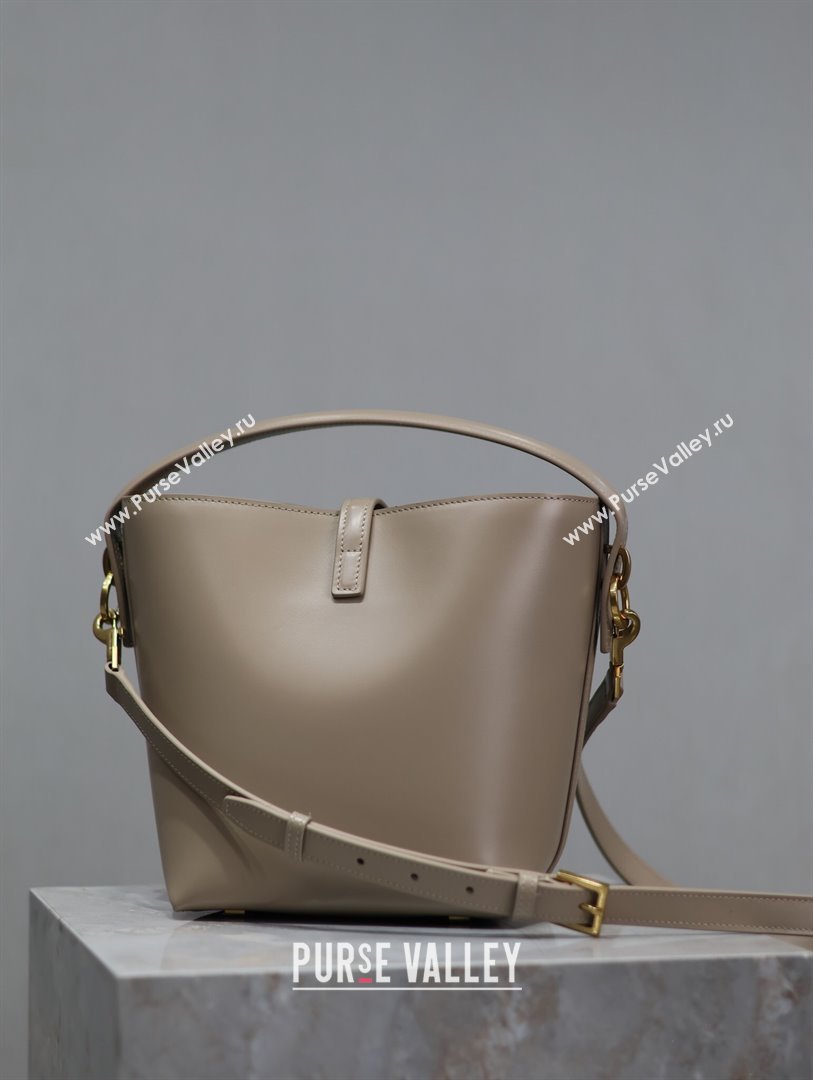 Saint Laurent Le 37 Small Bucket bag in Shiny Leather 749036 Light Beige 2024 (YY-241218037)