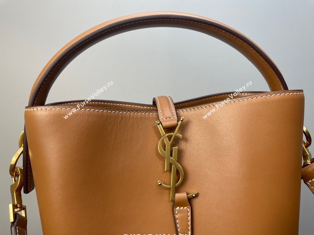 Saint Laurent Le 37 Small Bucket bag in Matte Leather 749036 Caramel Brown 2024 (YY-241218033)