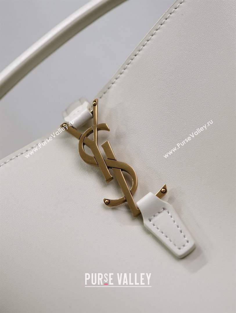 Saint Laurent Le 37 Small Bucket bag in Shiny Leather 749036 White/Gold 2024 (YY-241218038)