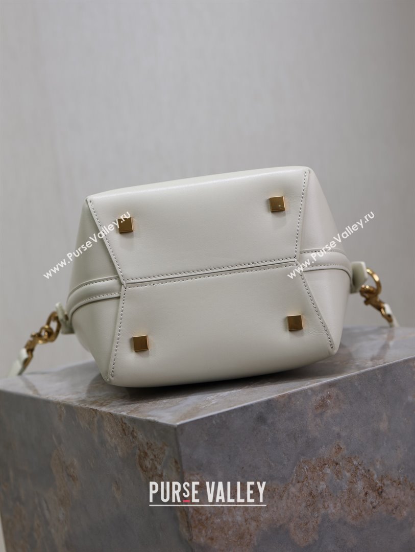 Saint Laurent Le 37 Small Bucket bag in Shiny Leather 749036 White/Gold 2024 (YY-241218038)