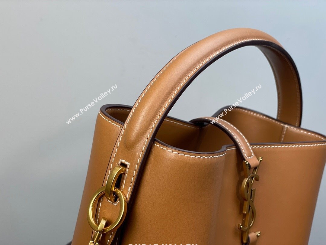 Saint Laurent Le 37 Small Bucket bag in Matte Leather 749036 Caramel Brown 2024 (YY-241218033)