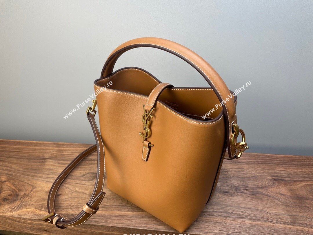 Saint Laurent Le 37 Small Bucket bag in Matte Leather 749036 Caramel Brown 2024 (YY-241218033)