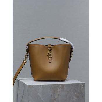 Saint Laurent Le 37 Small Bucket bag in Shiny Leather 749036 Clay Brown 2024 (YY-241218041)