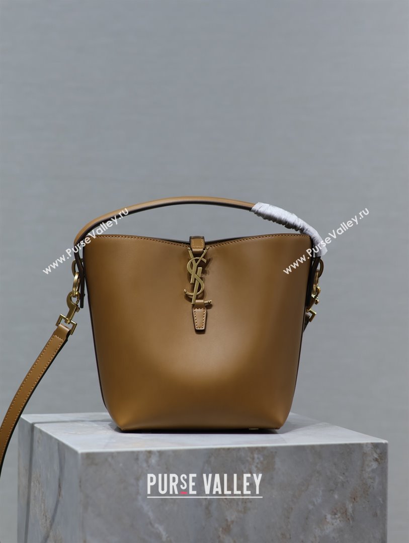 Saint Laurent Le 37 Small Bucket bag in Shiny Leather 749036 Clay Brown 2024 (YY-241218041)