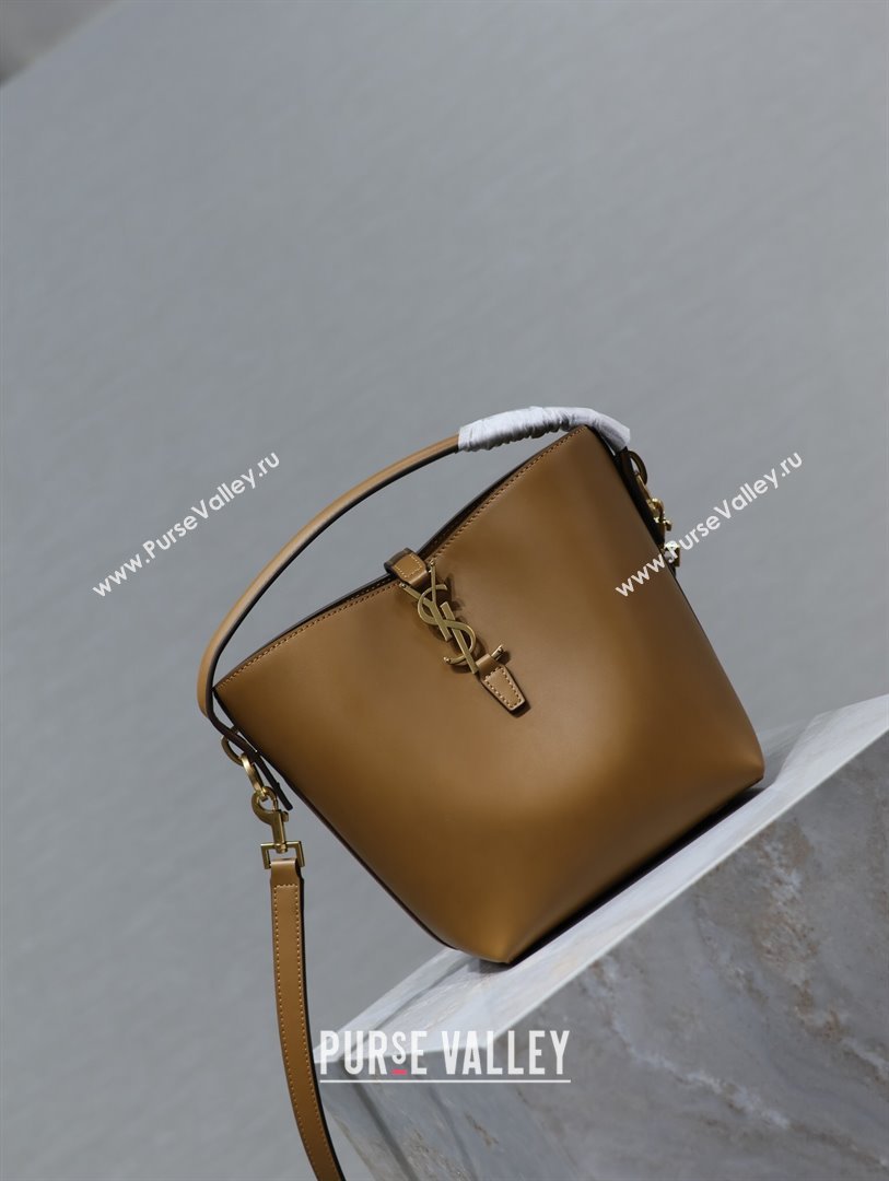 Saint Laurent Le 37 Small Bucket bag in Shiny Leather 749036 Clay Brown 2024 (YY-241218041)