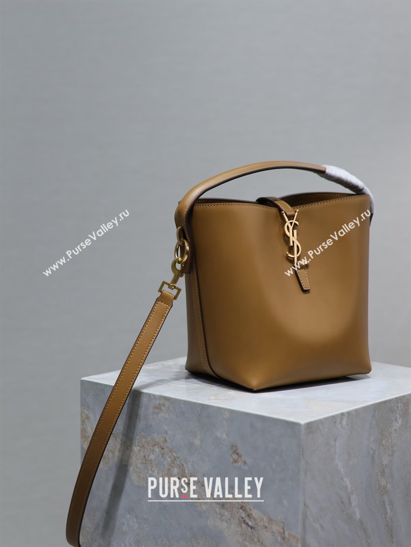 Saint Laurent Le 37 Small Bucket bag in Shiny Leather 749036 Clay Brown 2024 (YY-241218041)