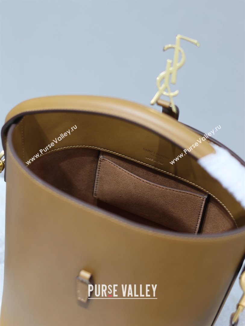 Saint Laurent Le 37 Small Bucket bag in Shiny Leather 749036 Clay Brown 2024 (YY-241218041)