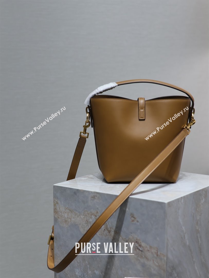 Saint Laurent Le 37 Small Bucket bag in Shiny Leather 749036 Clay Brown 2024 (YY-241218041)