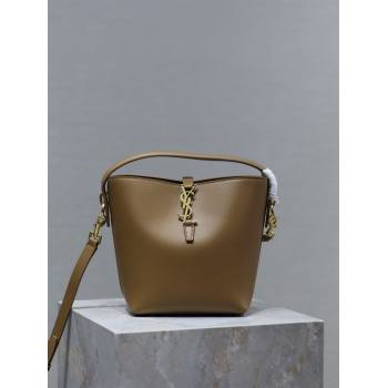 Saint Laurent Le 37 Small Bucket bag in Shiny Leather 749036 Milk Tea Beige 2024 (YY-241218042)