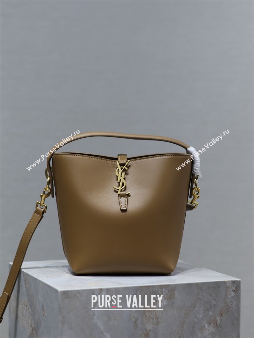 Saint Laurent Le 37 Small Bucket bag in Shiny Leather 749036 Milk Tea Beige 2024 (YY-241218042)