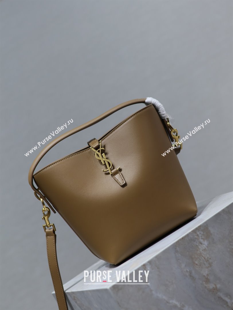 Saint Laurent Le 37 Small Bucket bag in Shiny Leather 749036 Milk Tea Beige 2024 (YY-241218042)