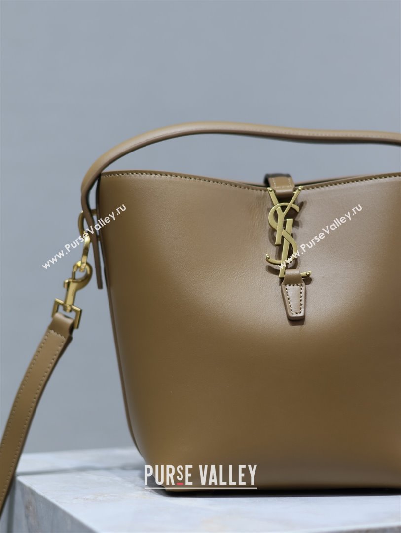 Saint Laurent Le 37 Small Bucket bag in Shiny Leather 749036 Milk Tea Beige 2024 (YY-241218042)