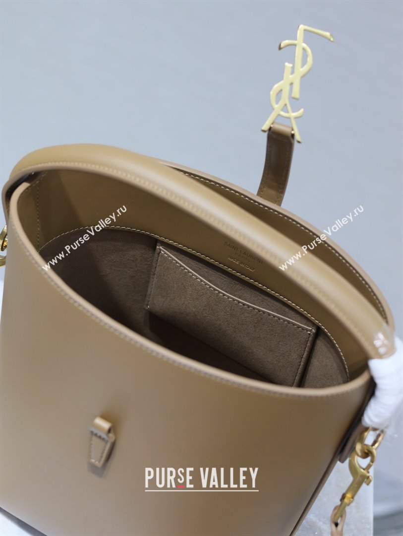 Saint Laurent Le 37 Small Bucket bag in Shiny Leather 749036 Milk Tea Beige 2024 (YY-241218042)