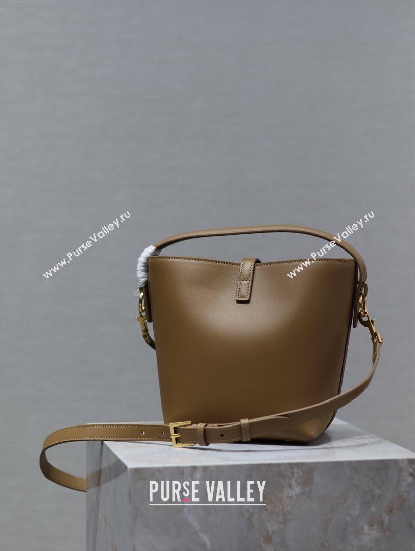 Saint Laurent Le 37 Small Bucket bag in Shiny Leather 749036 Milk Tea Beige 2024 (YY-241218042)