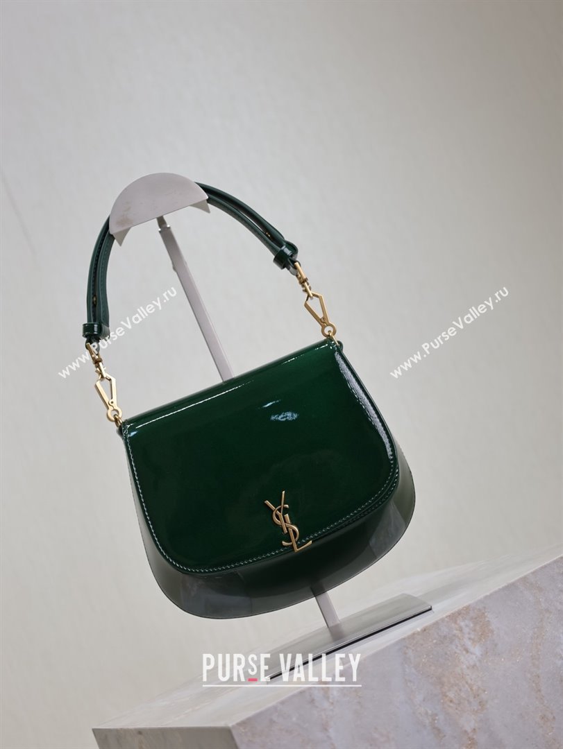 Saint Laurent Voltaire Bag in Patent Leather Green 2025 753824 (YY-250924148)