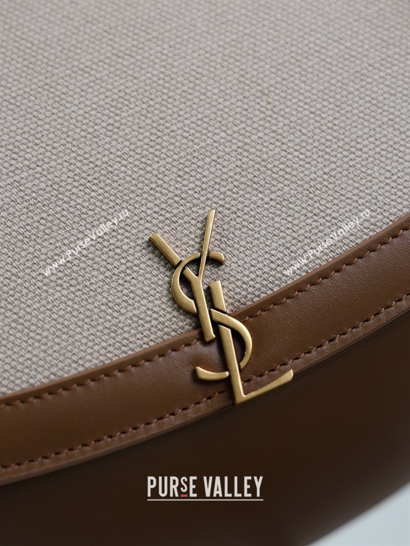 Saint Laurent Voltaire Bag in Cotton Linen and Leather Brown 2025 753824 (YY-250924146)