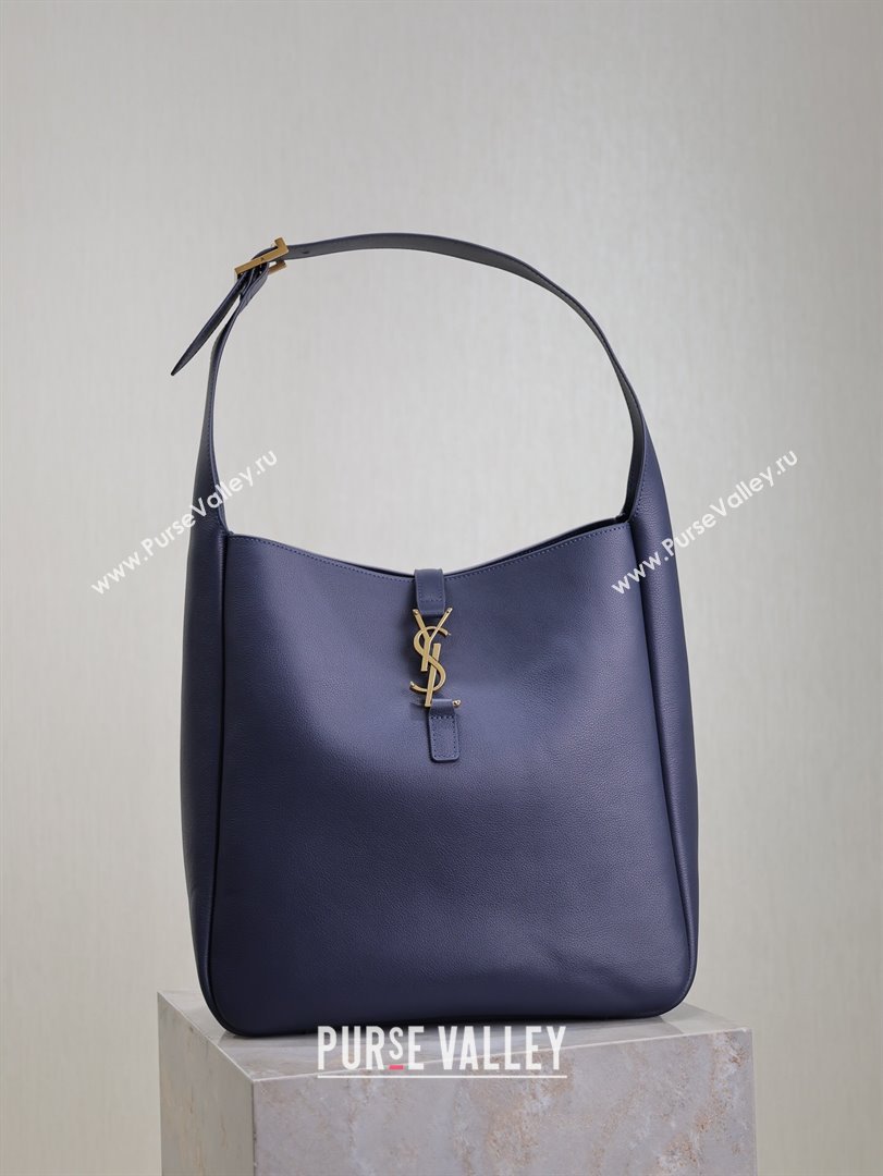 Saint Laurent LE 5 À 7 Supple Large Bucket Bag in Smooth Leather 753837 Navy Blue 2024 (YY-241217095)