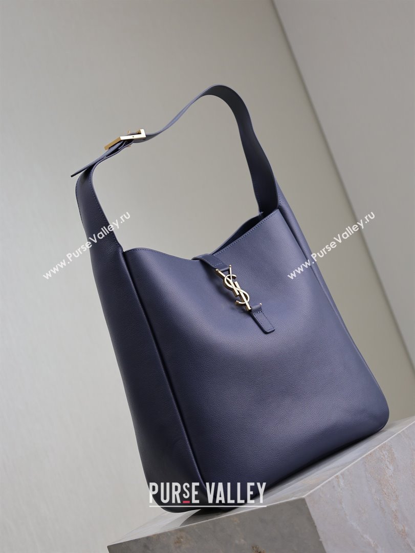 Saint Laurent LE 5 À 7 Supple Large Bucket Bag in Smooth Leather 753837 Navy Blue 2024 (YY-241217095)