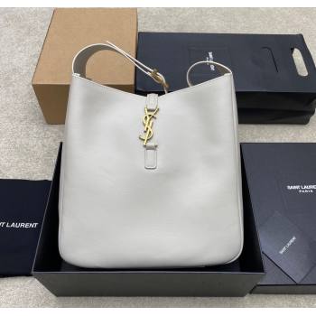 Saint Laurent LE 5 À 7 Supple Large Bucket Bag in Smooth Leather 753837 White 2024 (YY-241217103)