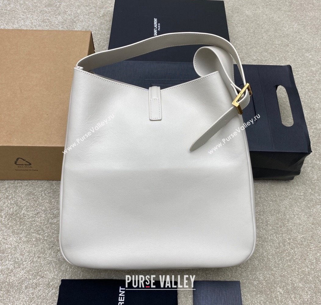 Saint Laurent LE 5 À 7 Supple Large Bucket Bag in Smooth Leather 753837 White 2024 (YY-241217103)