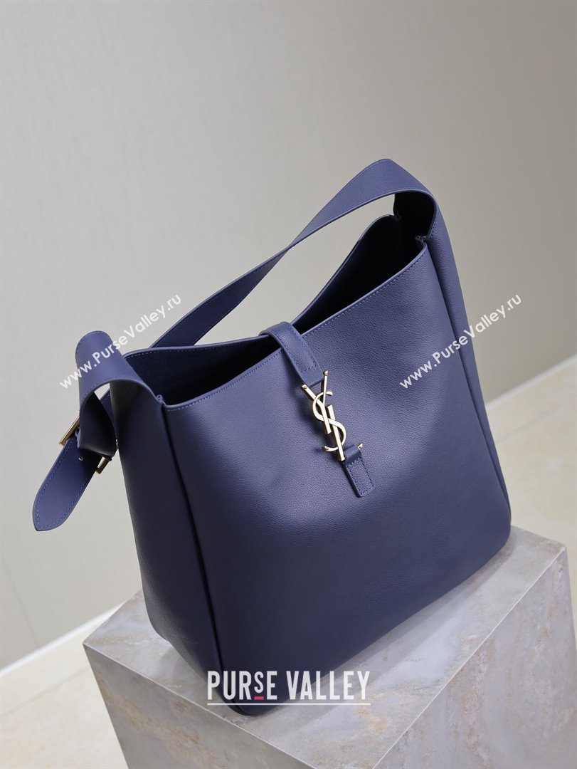 Saint Laurent LE 5 À 7 Supple Large Bucket Bag in Smooth Leather 753837 Navy Blue 2024 (YY-241217095)