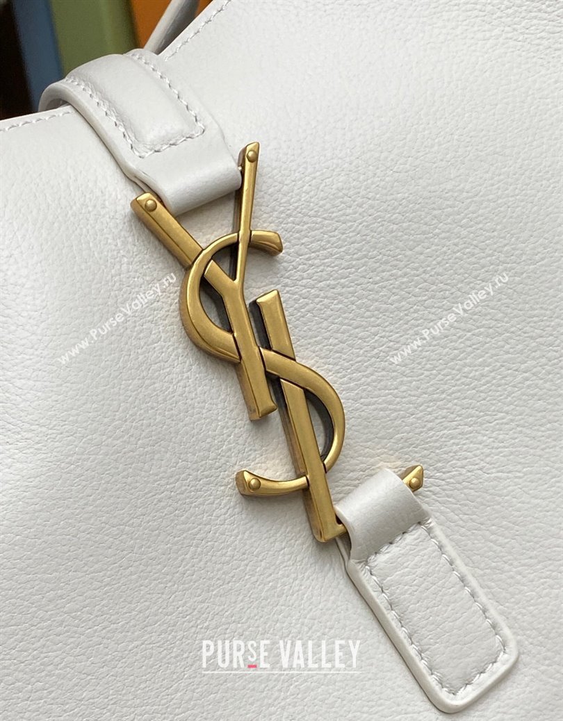 Saint Laurent LE 5 À 7 Supple Large Bucket Bag in Smooth Leather 753837 White 2024 (YY-241217103)