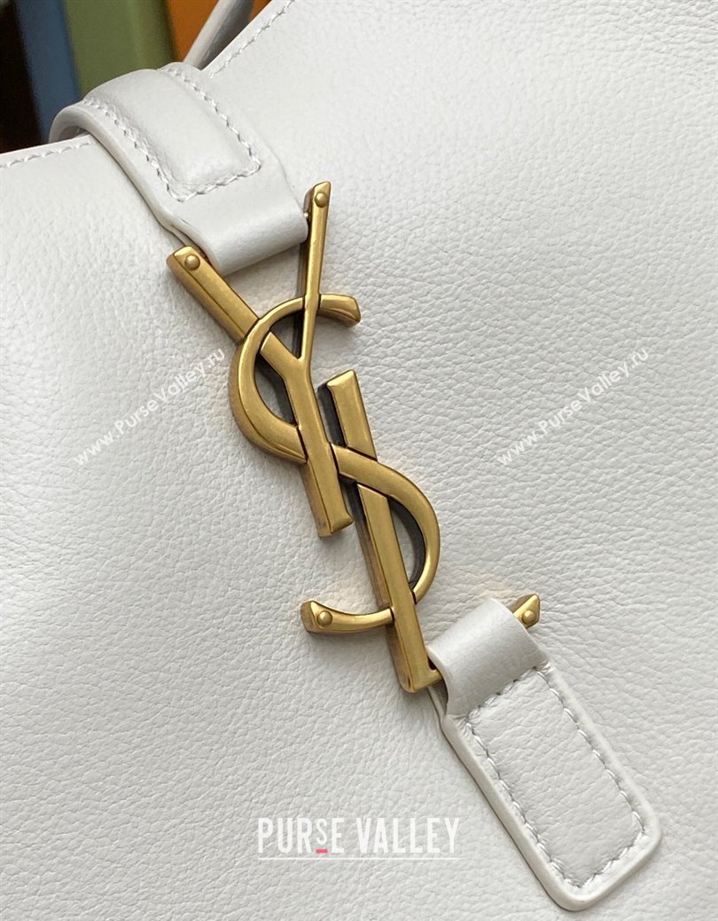 Saint Laurent LE 5 À 7 Supple Large Bucket Bag in Smooth Leather 753837 White 2024 (YY-241217103)