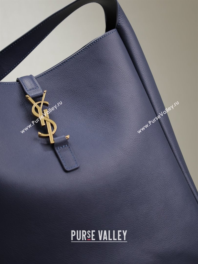 Saint Laurent LE 5 À 7 Supple Large Bucket Bag in Smooth Leather 753837 Navy Blue 2024 (YY-241217095)