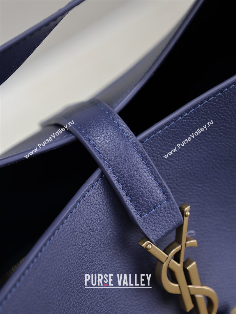 Saint Laurent LE 5 À 7 Supple Large Bucket Bag in Smooth Leather 753837 Navy Blue 2024 (YY-241217095)