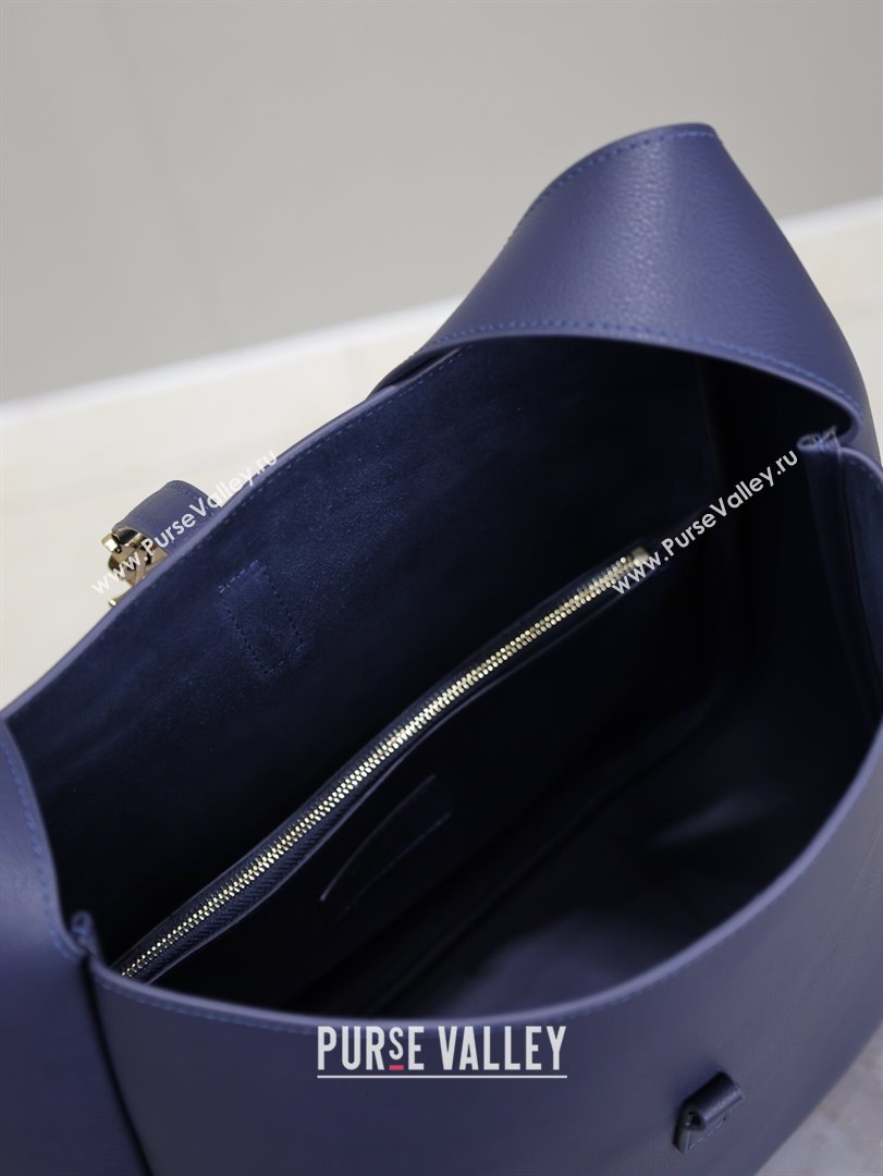 Saint Laurent LE 5 À 7 Supple Large Bucket Bag in Smooth Leather 753837 Navy Blue 2024 (YY-241217095)