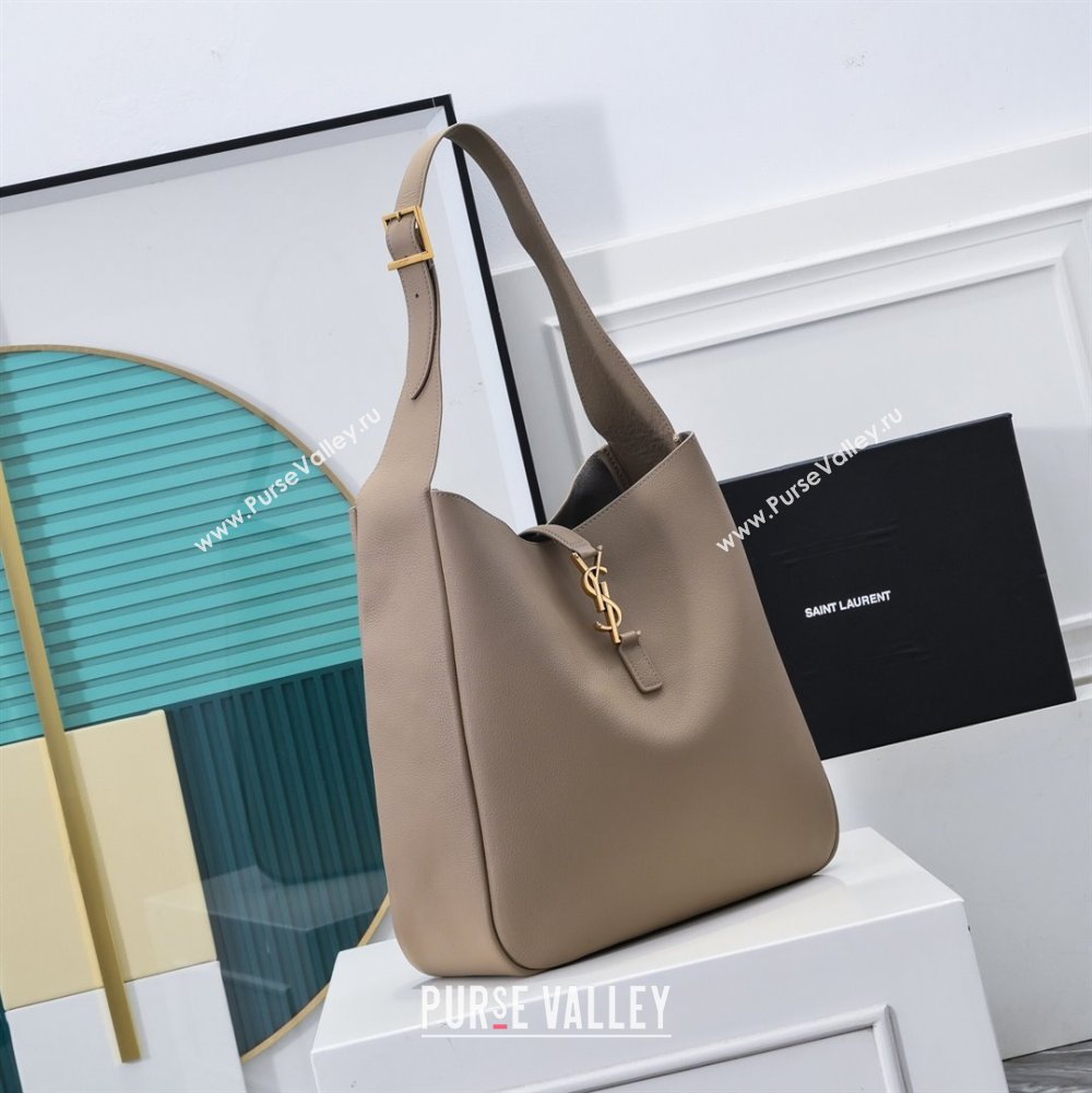 Saint Laurent LE 5 À 7 Supple Large Bucket Bag in Smooth Leather 753837 Khaki Grey 2024 (YY-241217096)