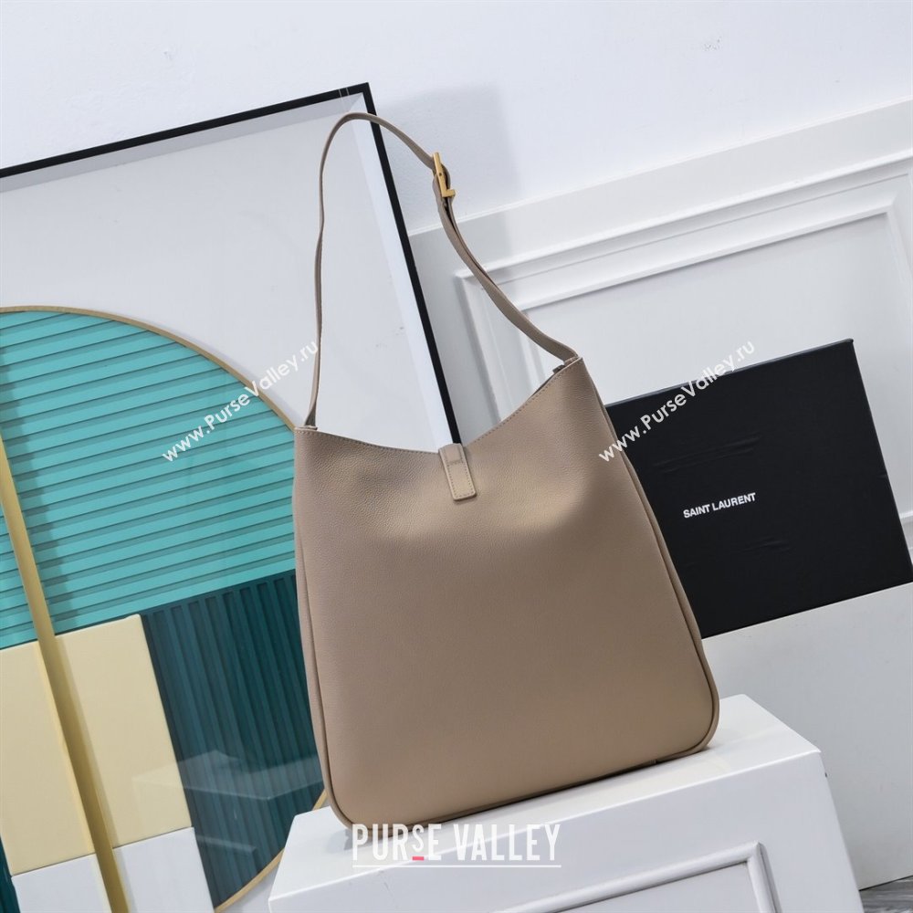 Saint Laurent LE 5 À 7 Supple Large Bucket Bag in Smooth Leather 753837 Khaki Grey 2024 (YY-241217096)