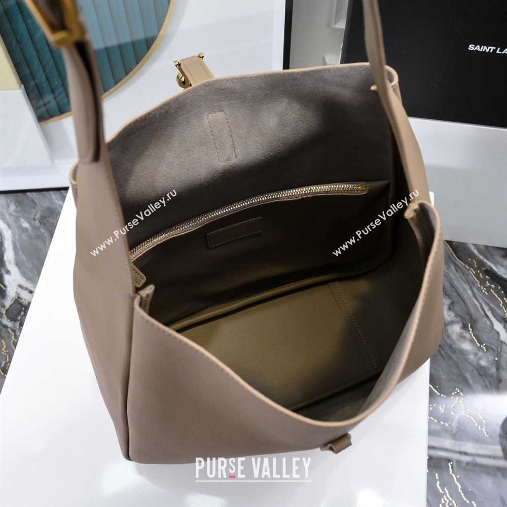 Saint Laurent LE 5 À 7 Supple Large Bucket Bag in Smooth Leather 753837 Khaki Grey 2024 (YY-241217096)