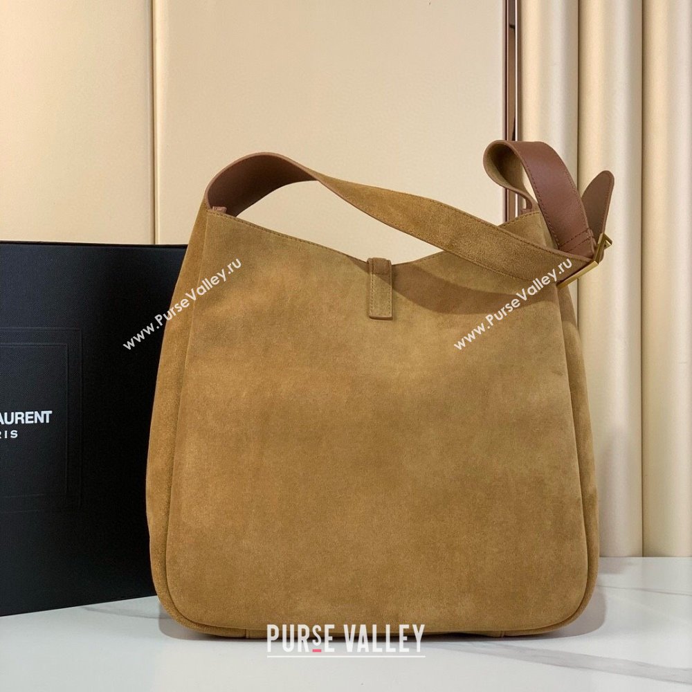 Saint Laurent LE 5 À 7 Supple Large Bucket Bag in Suede 753837 Gold Leaf 2024 (YY-241217098)