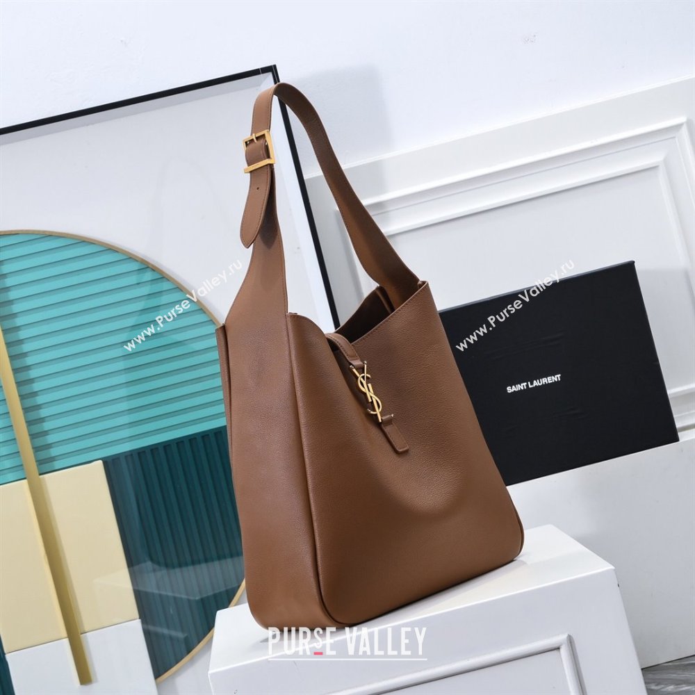 Saint Laurent LE 5 À 7 Supple Large Bucket Bag in Smooth Leather 753837 Dark Brown 2024 (YY-241217100)