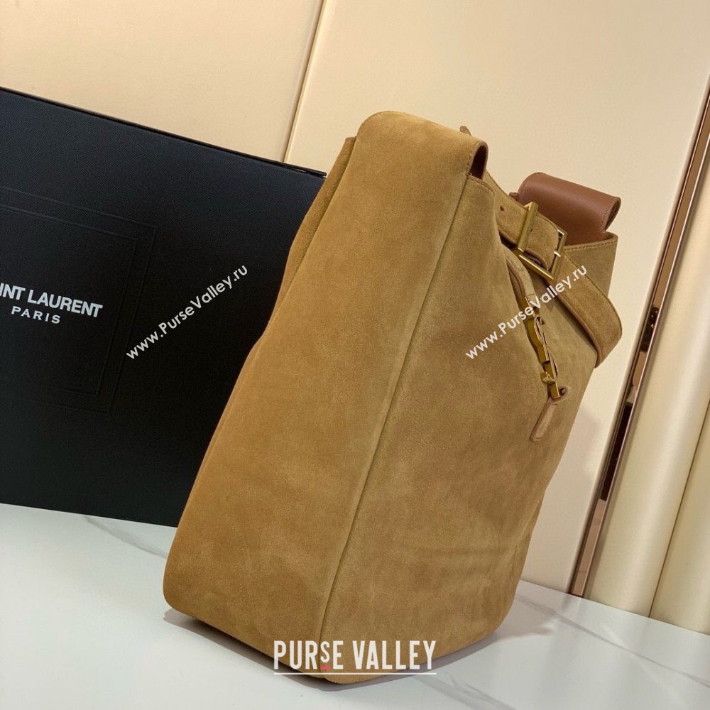 Saint Laurent LE 5 À 7 Supple Large Bucket Bag in Suede 753837 Gold Leaf 2024 (YY-241217098)