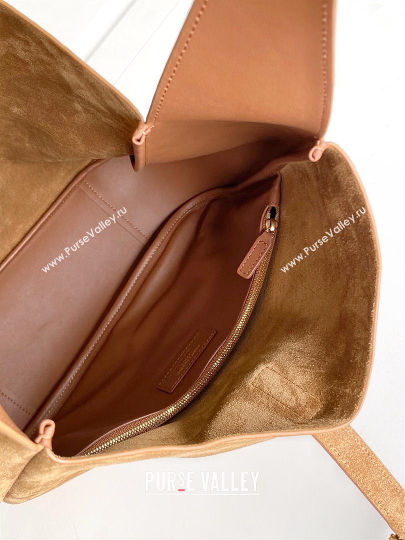 Saint Laurent LE 5 À 7 Supple Large Bucket Bag in Suede 753837 Brown 2024 (YY-241217101)