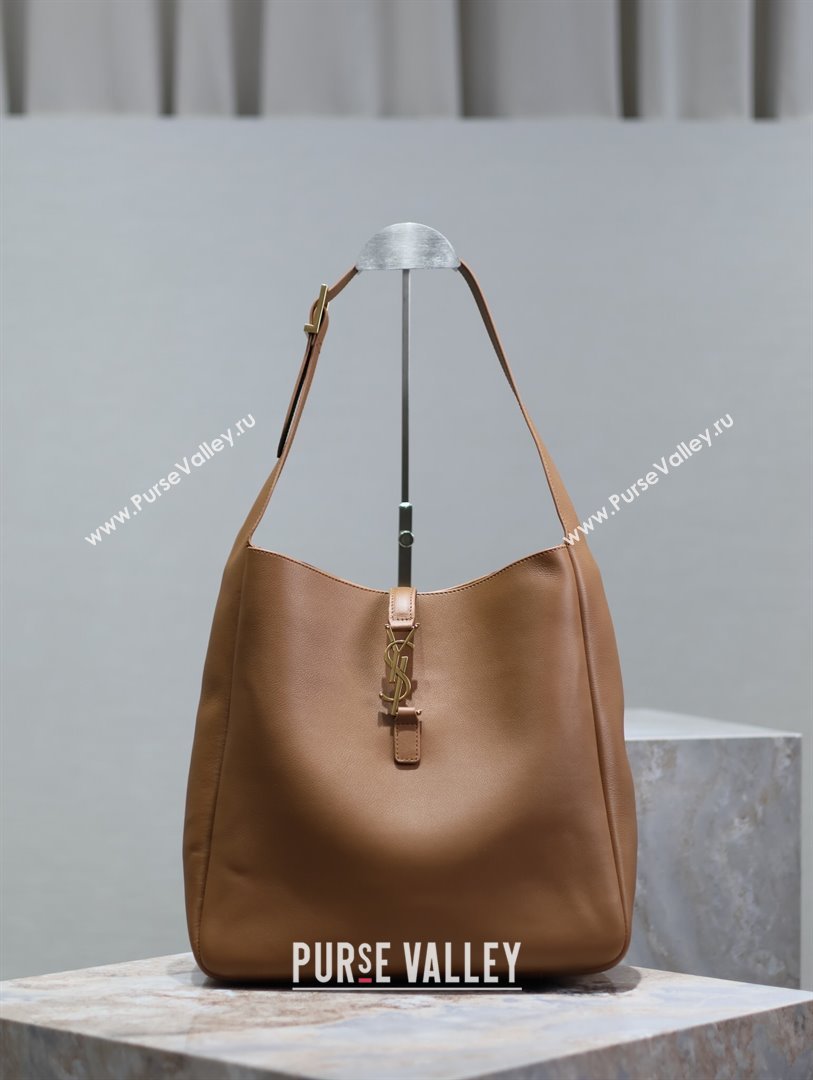 Saint Laurent LE 5 À 7 Supple Large Bucket Bag in Smooth Leather 753837 Caramel Brown 2024 (YY-241217092)