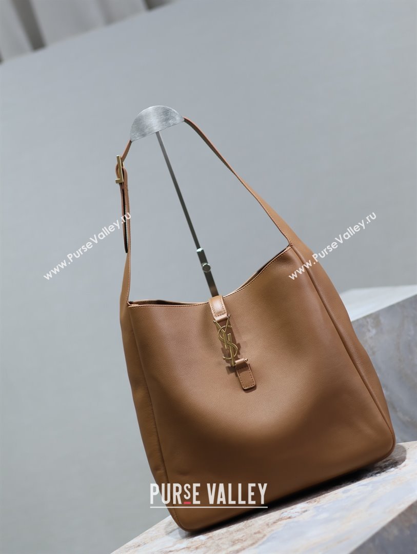 Saint Laurent LE 5 À 7 Supple Large Bucket Bag in Smooth Leather 753837 Caramel Brown 2024 (YY-241217092)