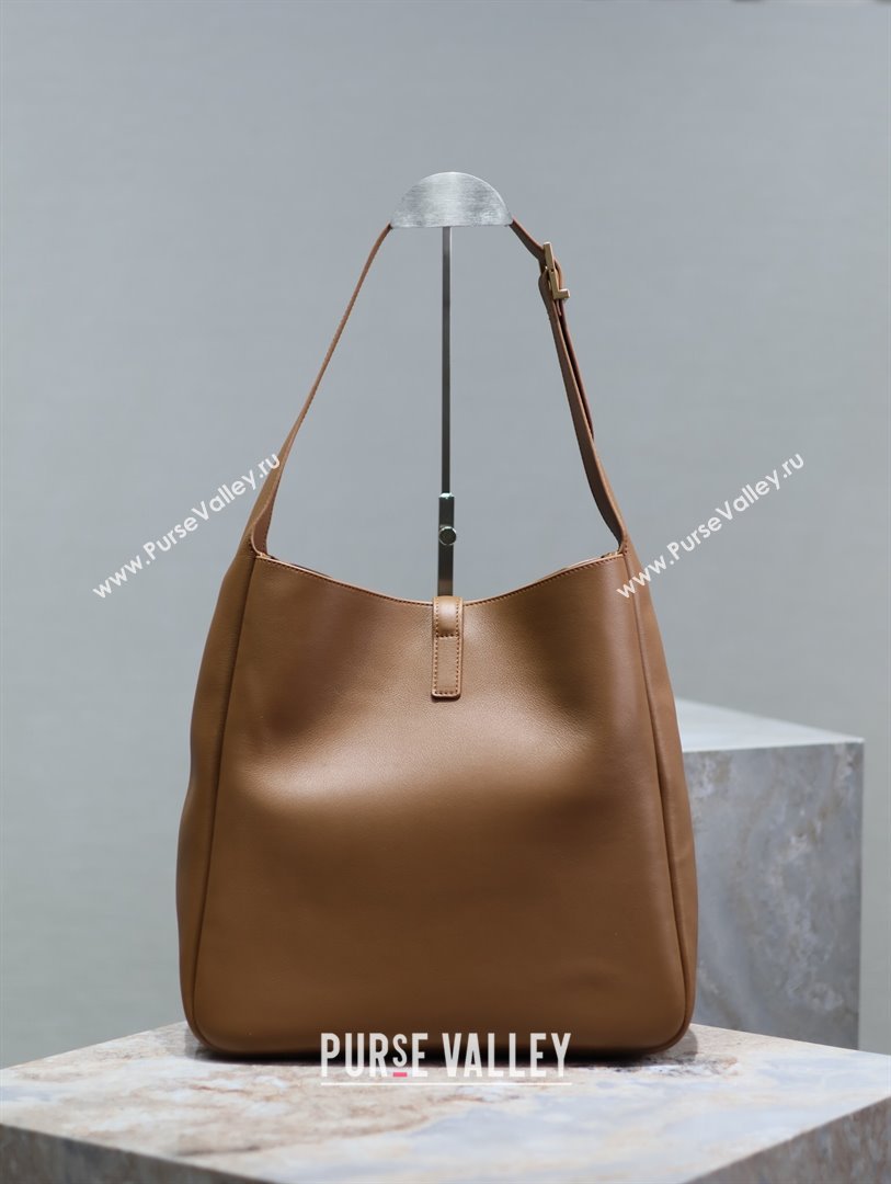 Saint Laurent LE 5 À 7 Supple Large Bucket Bag in Smooth Leather 753837 Caramel Brown 2024 (YY-241217092)