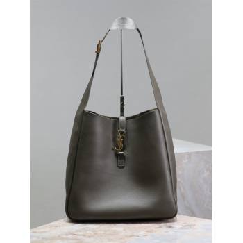 Saint Laurent LE 5 À 7 Supple Large Bucket Bag in Smooth Leather 753837 Dark Green 2024 (YY-241217094)