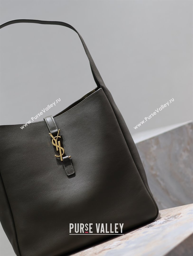 Saint Laurent LE 5 À 7 Supple Large Bucket Bag in Smooth Leather 753837 Dark Green 2024 (YY-241217094)