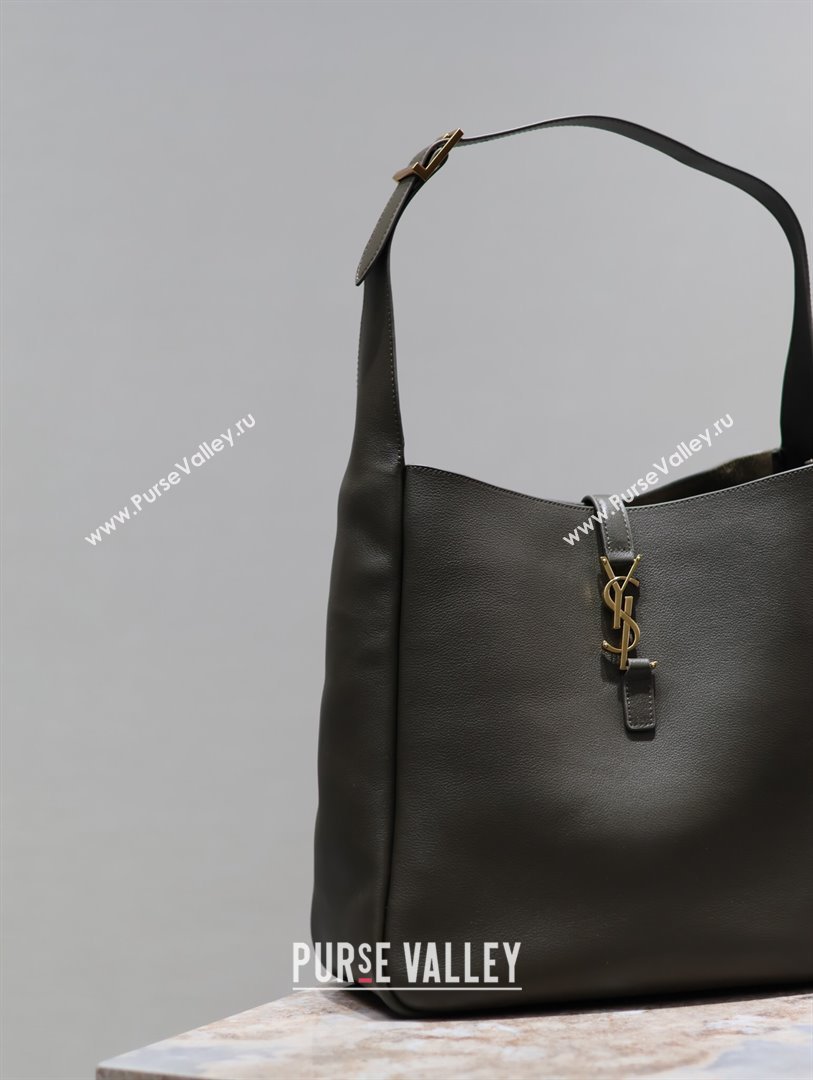 Saint Laurent LE 5 À 7 Supple Large Bucket Bag in Smooth Leather 753837 Dark Green 2024 (YY-241217094)