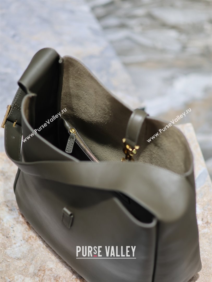 Saint Laurent LE 5 À 7 Supple Large Bucket Bag in Smooth Leather 753837 Dark Green 2024 (YY-241217094)