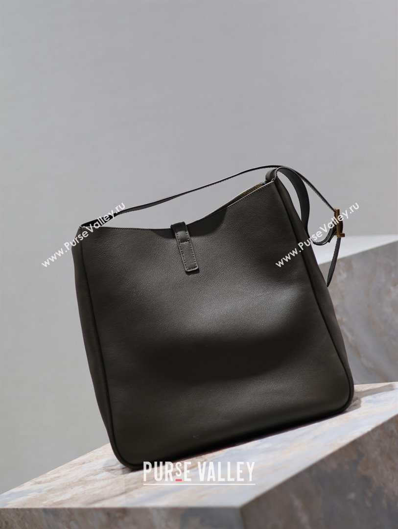 Saint Laurent LE 5 À 7 Supple Large Bucket Bag in Smooth Leather 753837 Dark Green 2024 (YY-241217094)