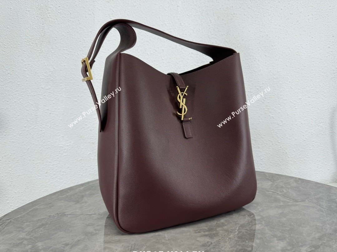 Saint Laurent LE 5 À 7 Supple Large Bucket Bag in Smooth Leather 753837 Dark Burgundy 2024 (YY-241217097)