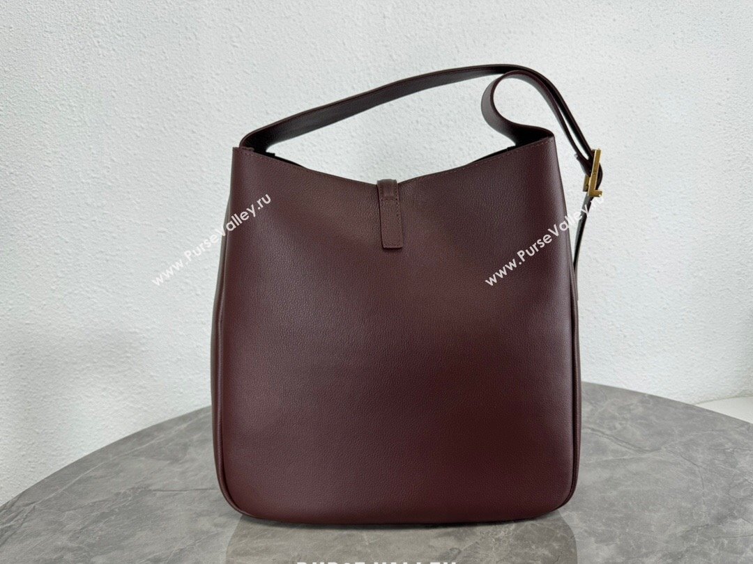 Saint Laurent LE 5 À 7 Supple Large Bucket Bag in Smooth Leather 753837 Dark Burgundy 2024 (YY-241217097)