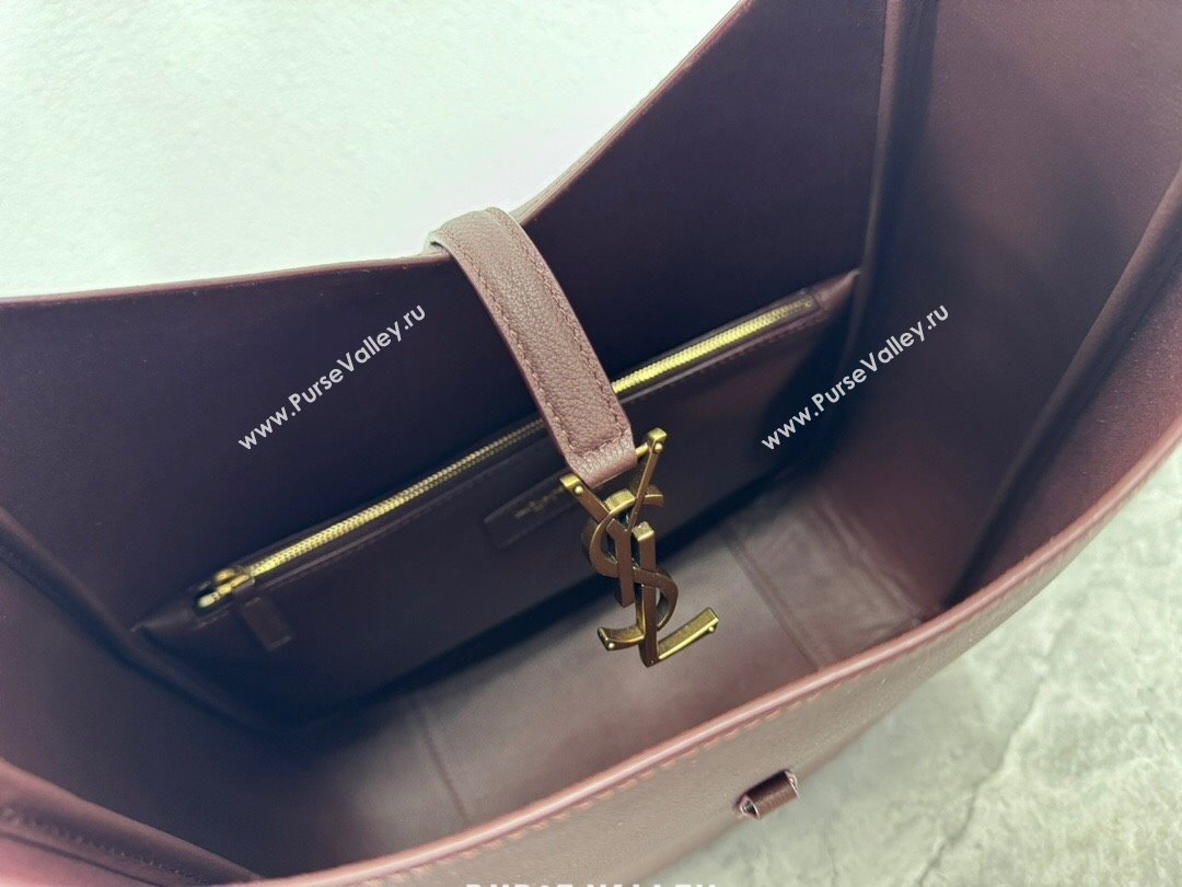 Saint Laurent LE 5 À 7 Supple Large Bucket Bag in Smooth Leather 753837 Dark Burgundy 2024 (YY-241217097)