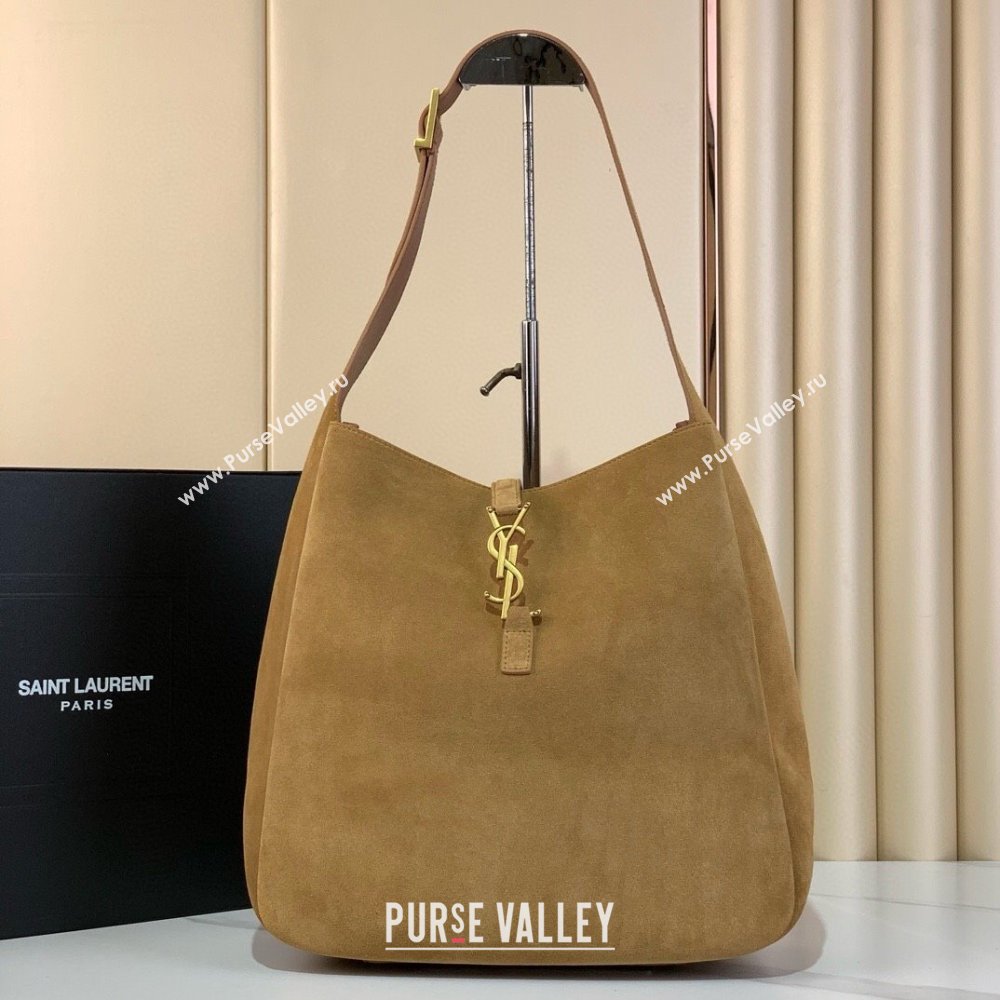 Saint Laurent LE 5 À 7 Supple Large Bucket Bag in Suede 753837 Gold Leaf 2024 (YY-241217098)