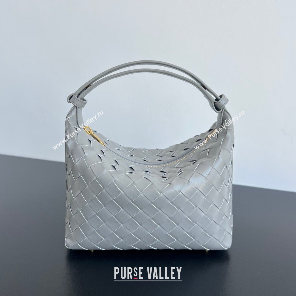 Bottega Veneta Mini Wallace Shoulder Bag in Intrecciato Soft Calfskin Leather 754443 Silver Grey 2025 (WT-250205055)